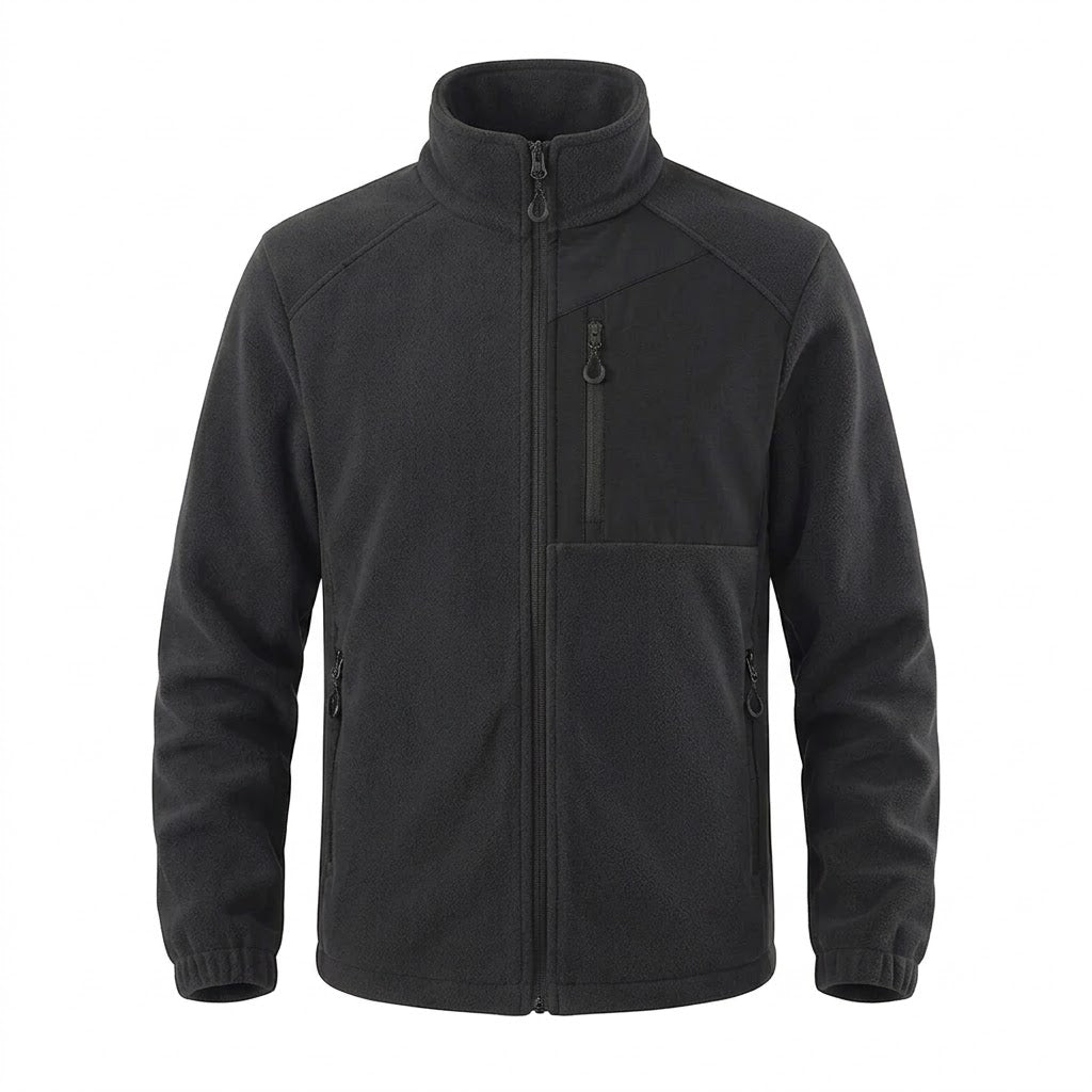Veste polaire zippée 420 g/m² à empiècement Vencold, coloris marron caramel, vue de face