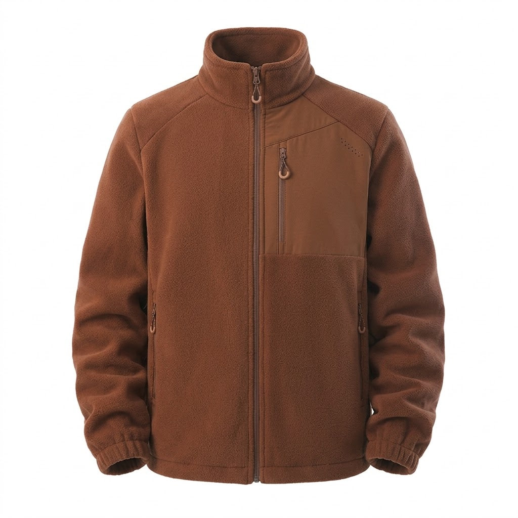 Détail de la veste polaire zippée Vencold : col montant et fermeture zip intégrale